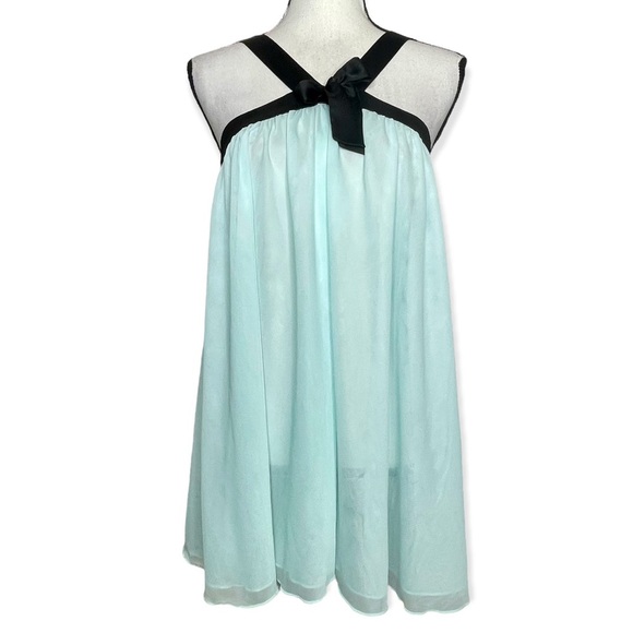 Kate Spade Powder Blue Contrast Bow Tie Halter Neckline Chemise Top SZ Medium - Picture 2 of 8